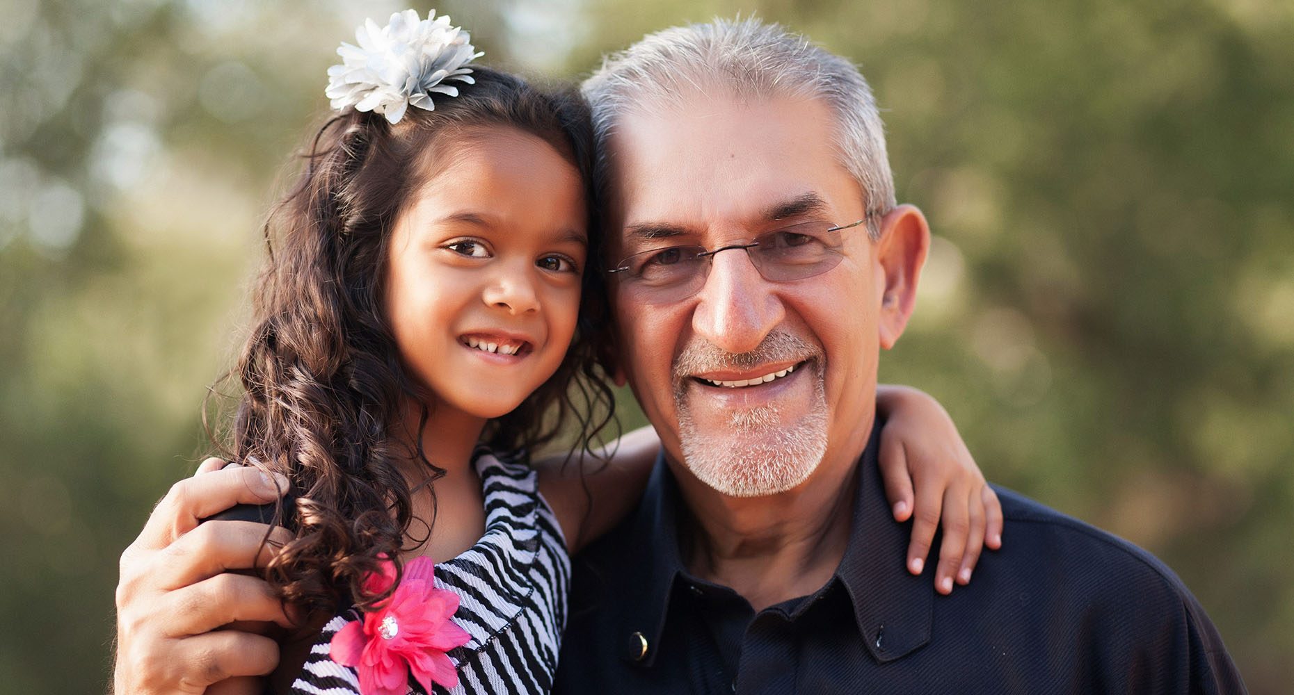 Mohamed Hamir and his 9-year-old granddaughter, who was adopted from an orphanage in Kolkata.