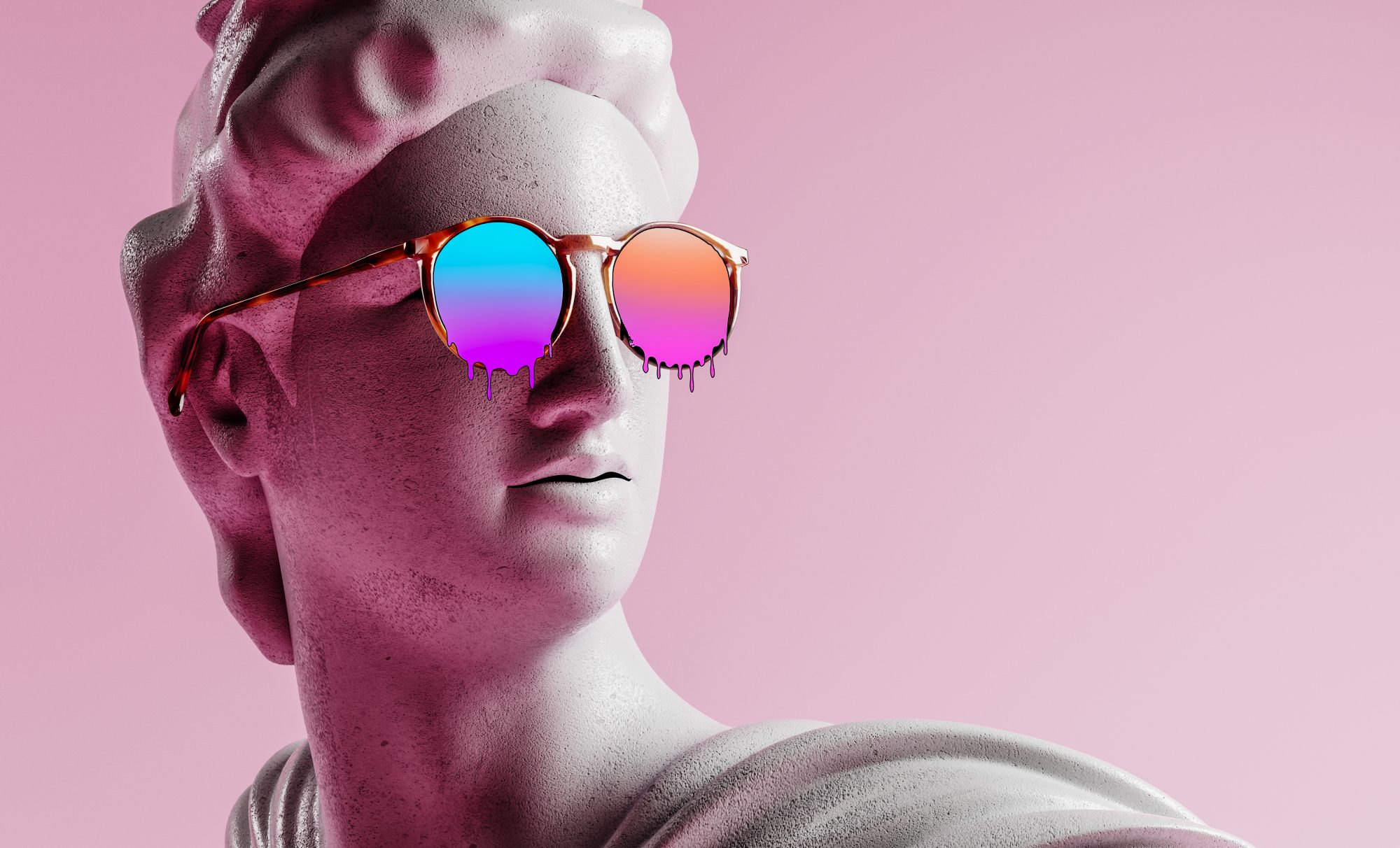 Apollo statue with sunglasses 