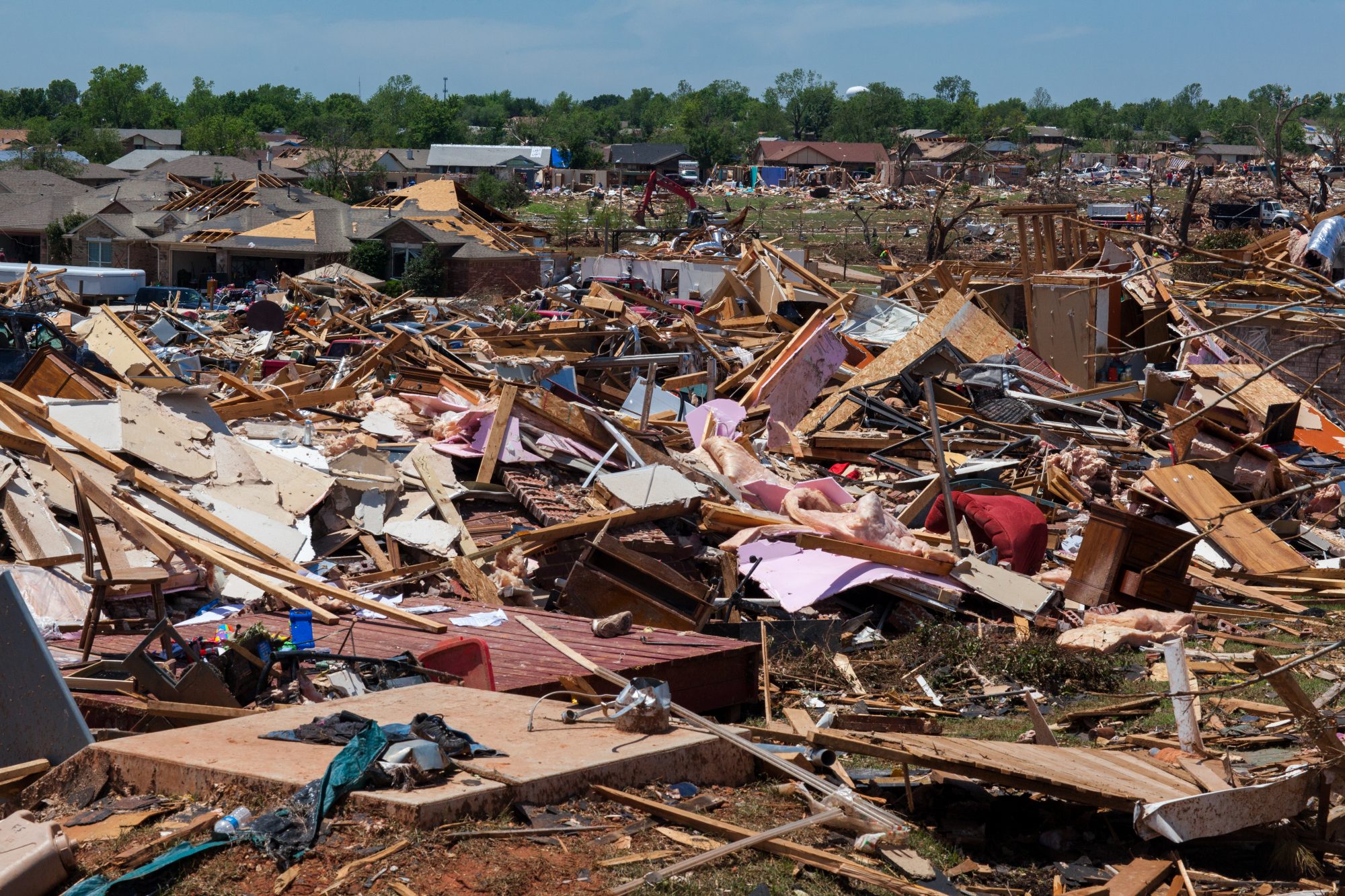 Debris from a destructive tornado