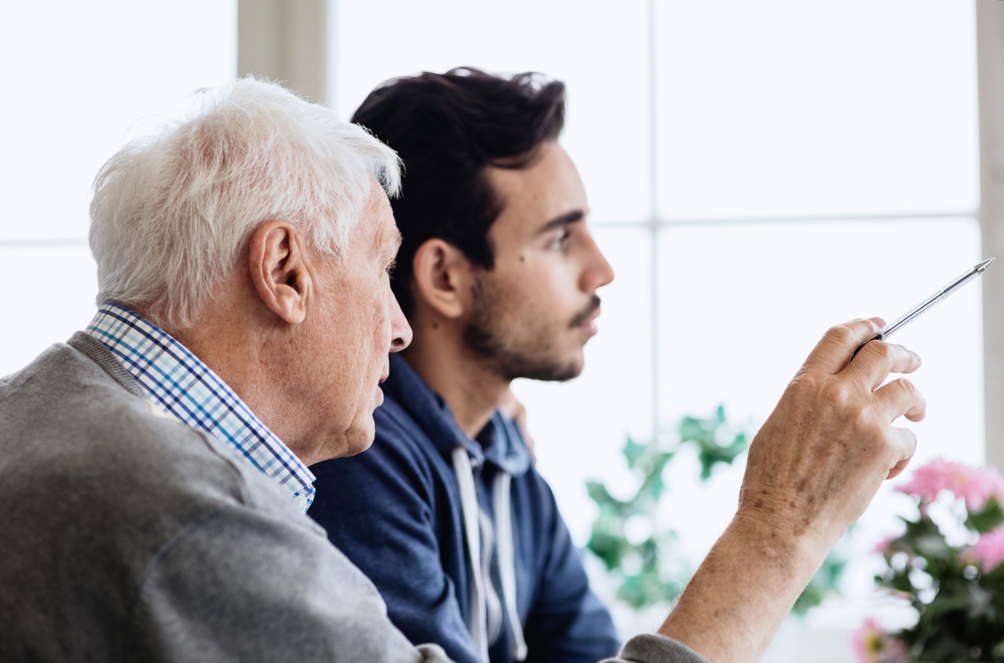 Men reviewing something