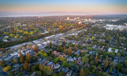 Aerial view Menlo Park suburbs