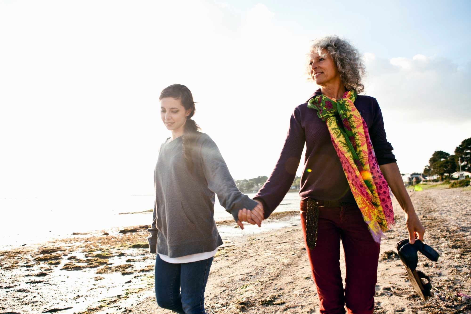 Two women on a beach representing the women supported by gender diversity investing.