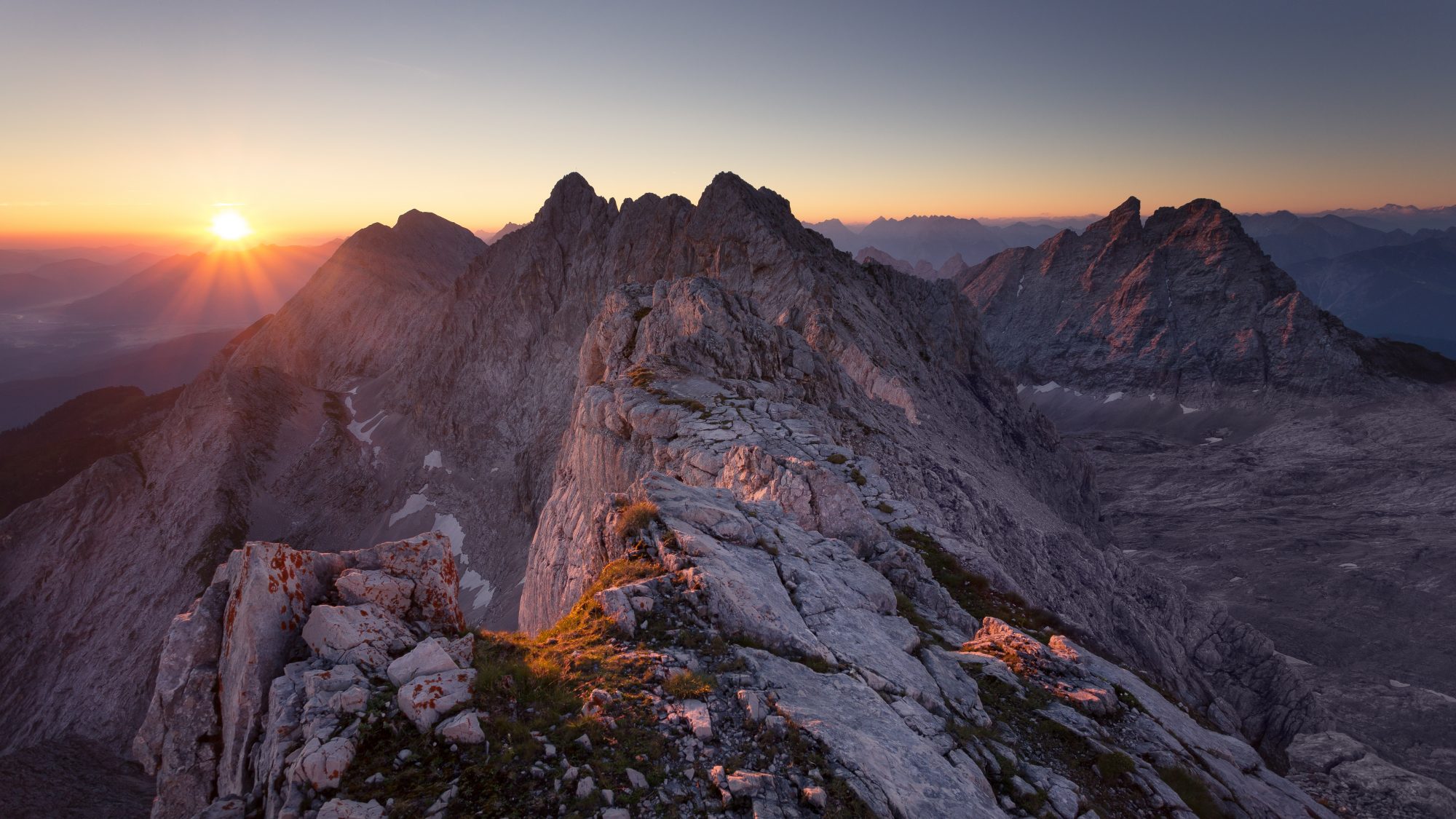 Rocky mountain top sunset