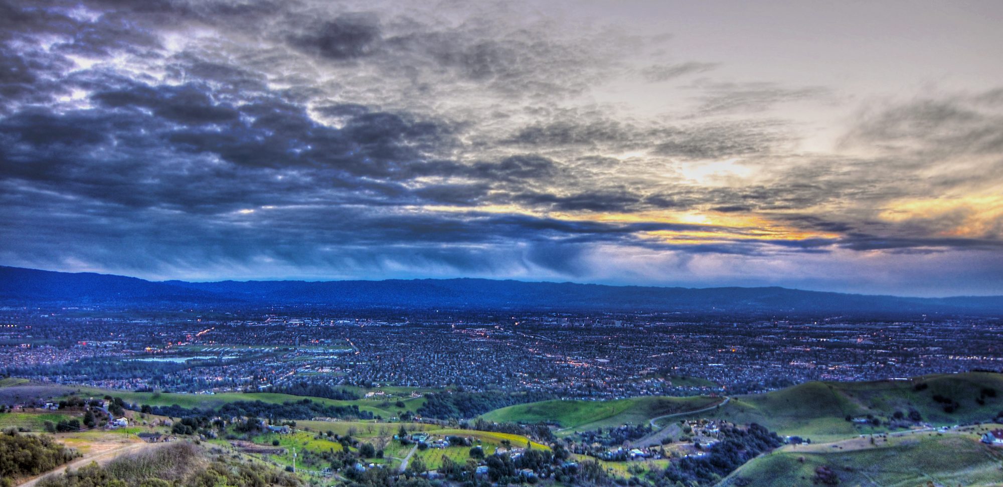 Silicon Valley from above at sunrise