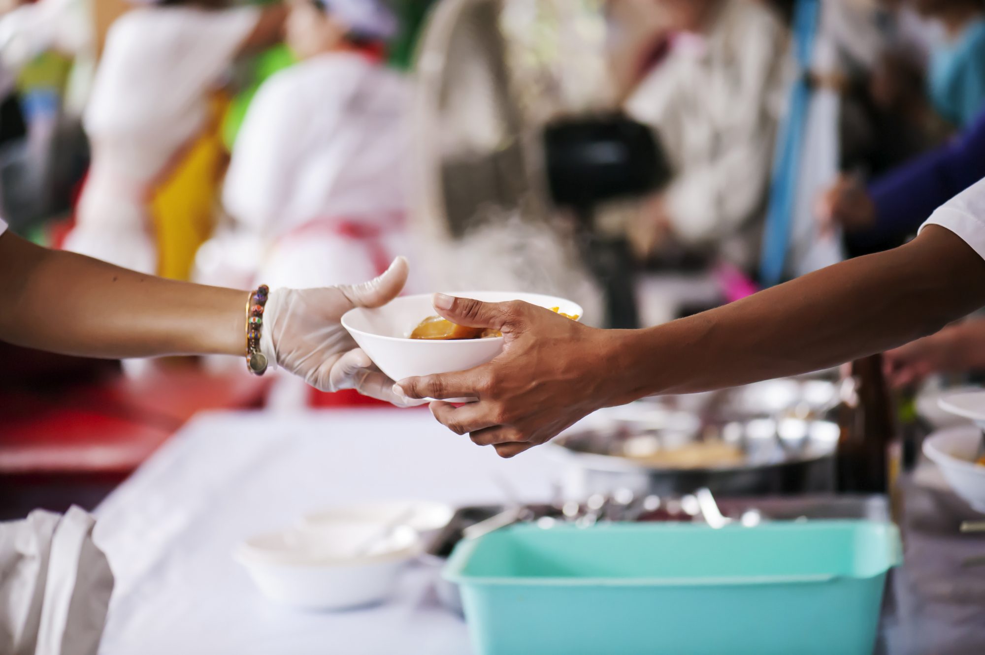Soup kitchen giving out soup