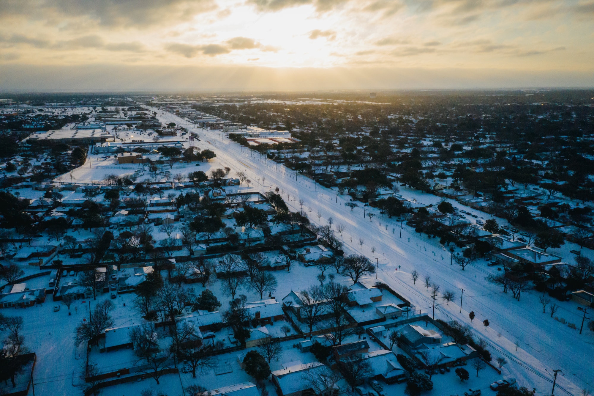 Overview of Texas during snowstorm of 2021