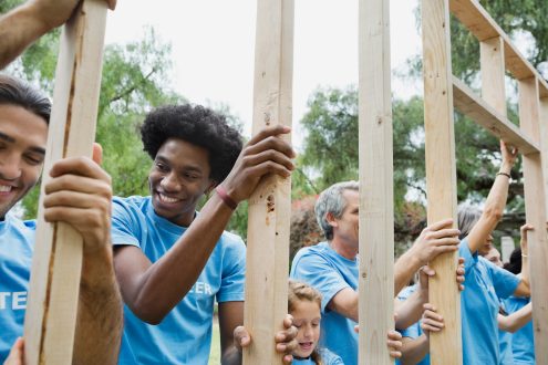 Volunteers working