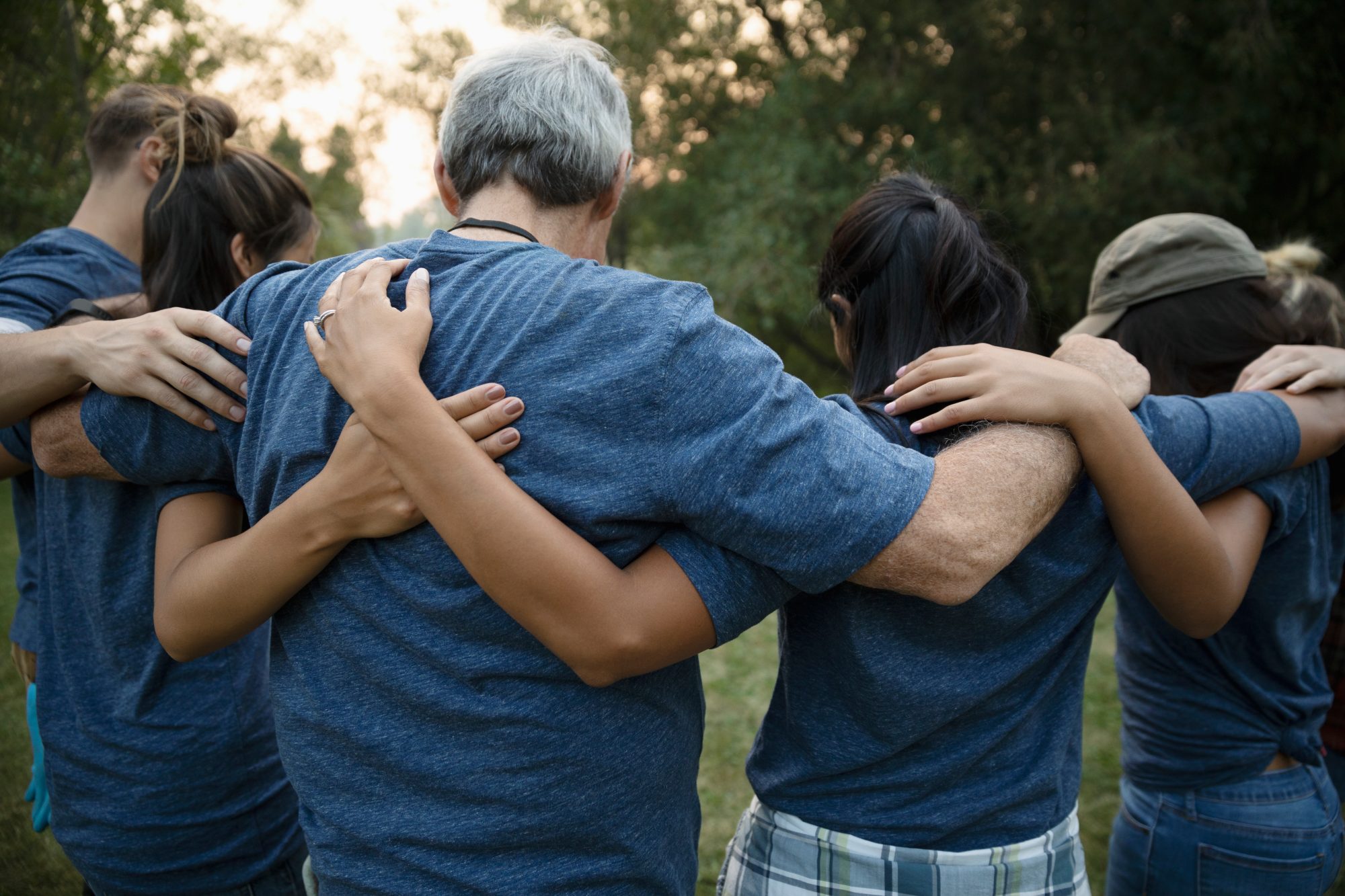 Volunteers gathered in a circle