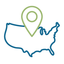 US map with location indicator illustration