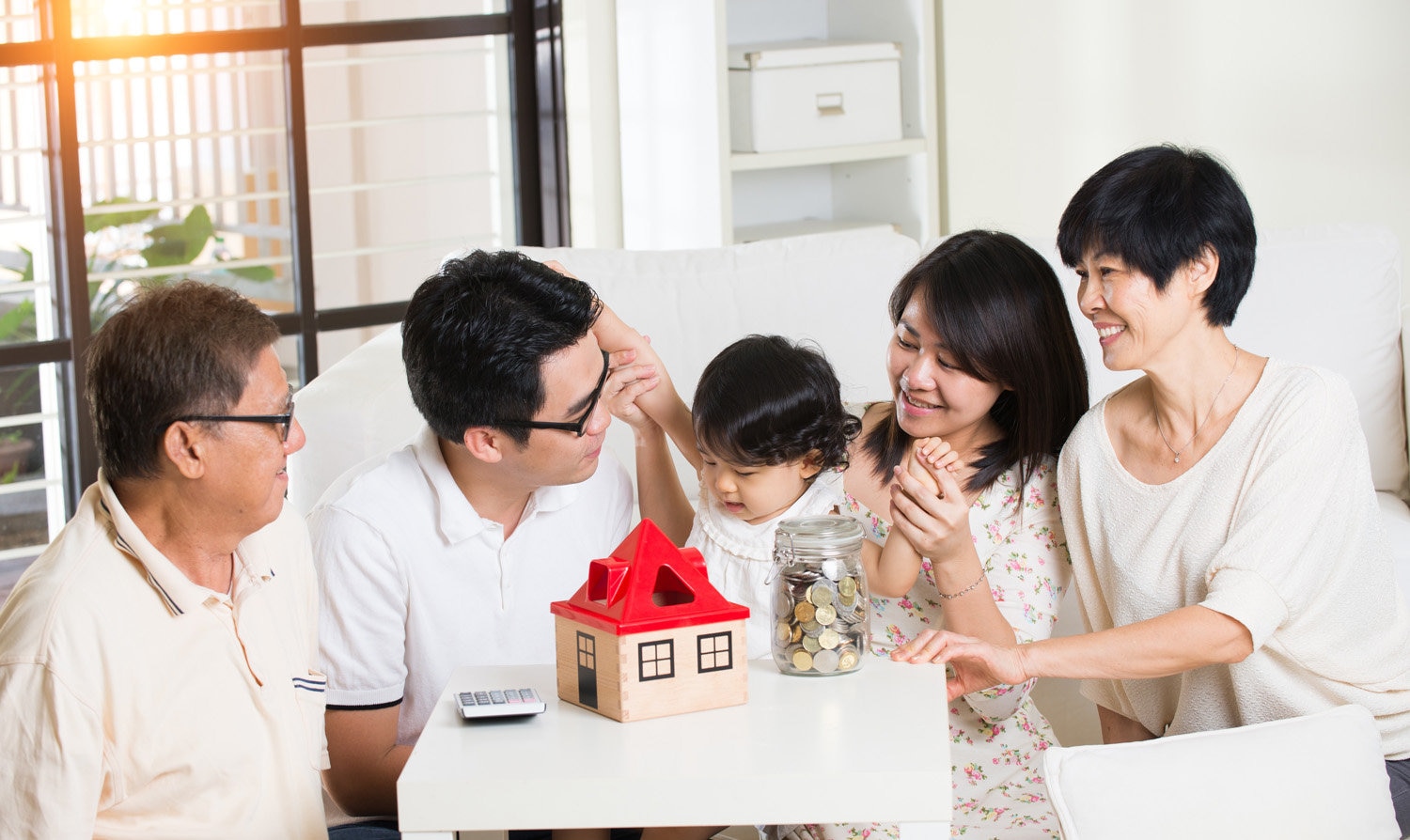 Asian family talking about money.