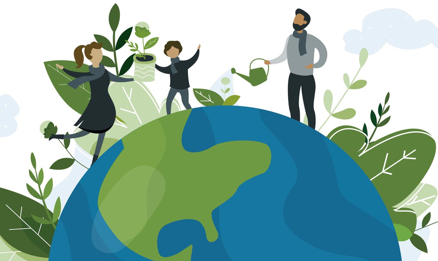Illustration of people gardening.