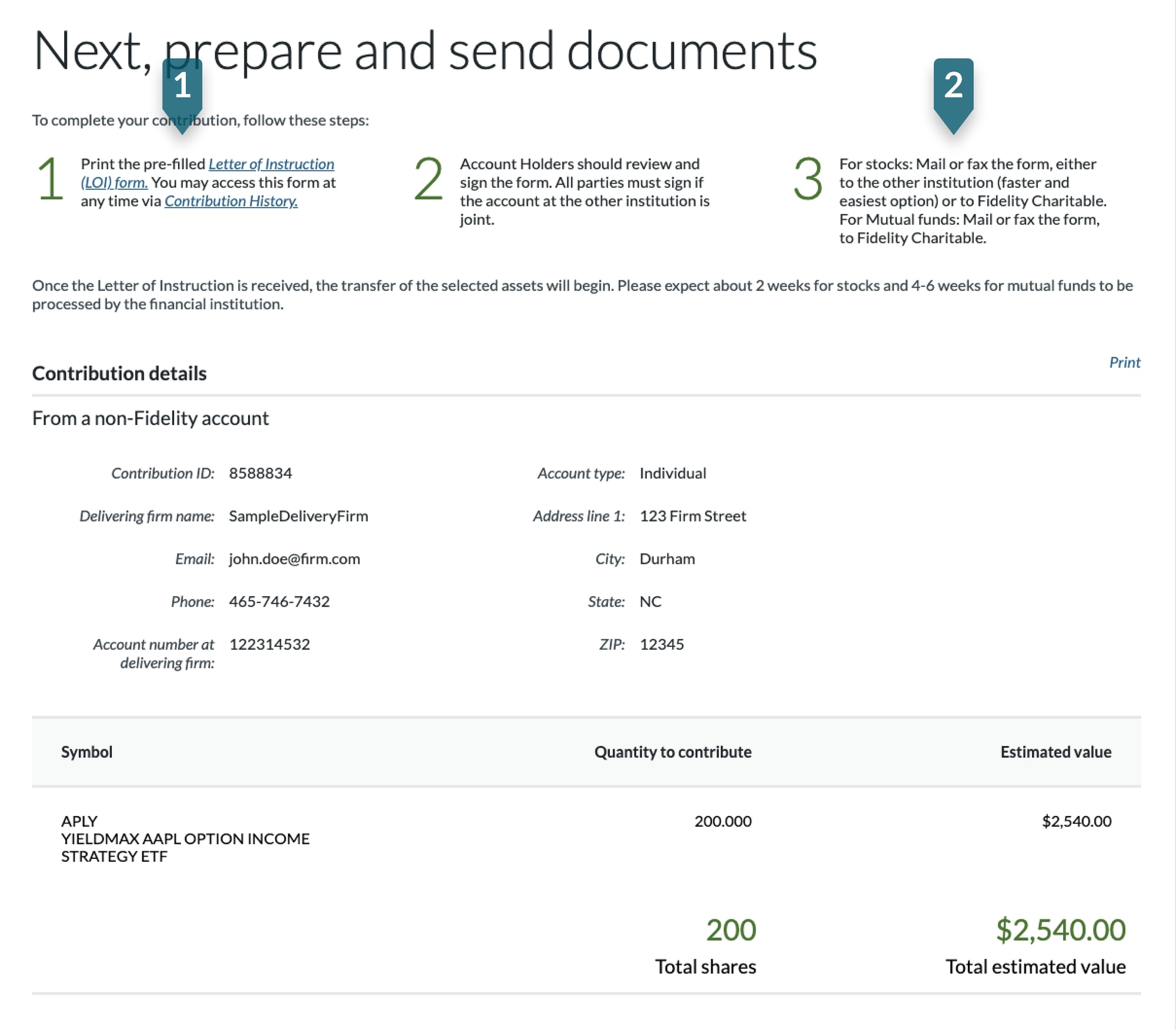  Screenshot of prepare and send documents screen in GivingCentral showing how to prepare and send documents