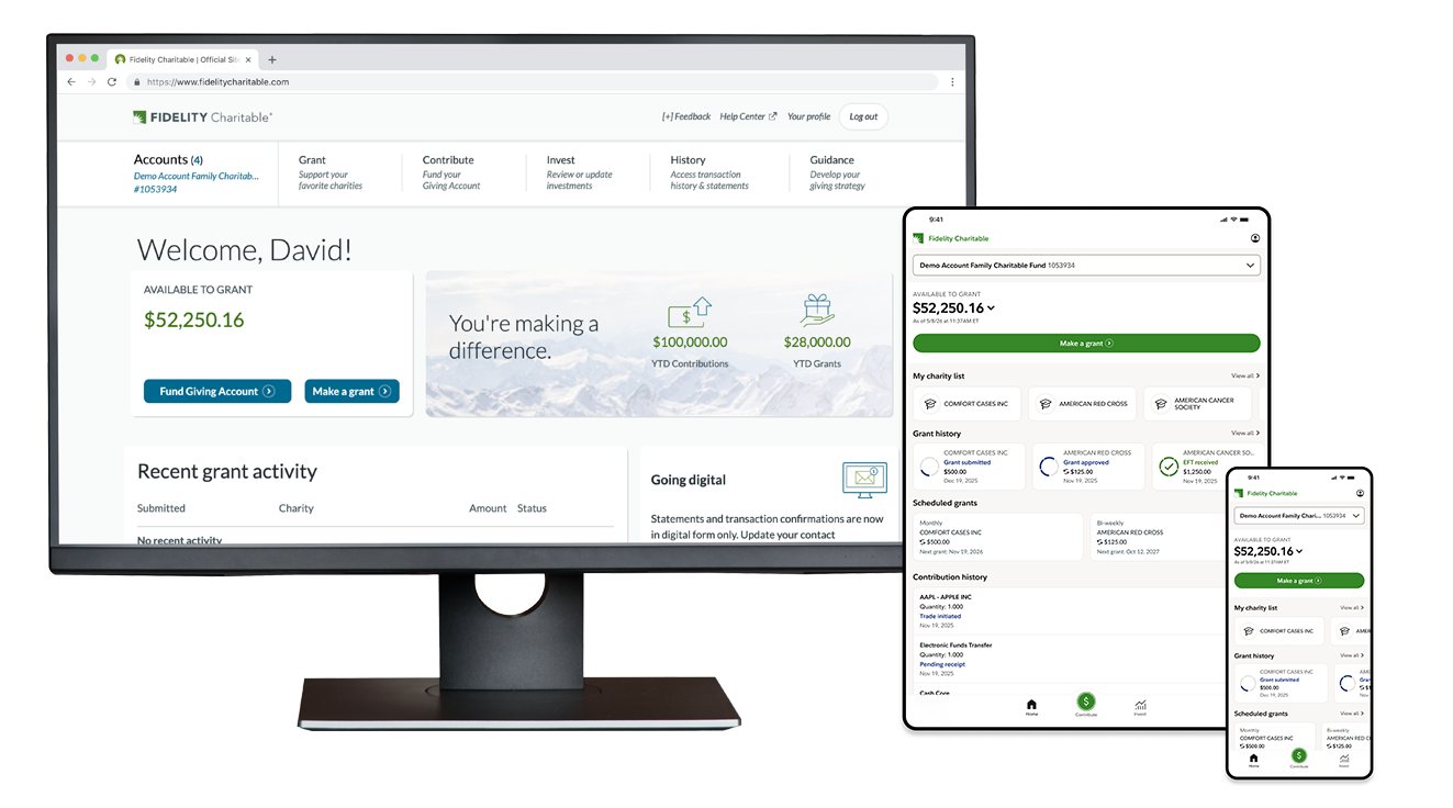 Fidelity Charitable mobile app