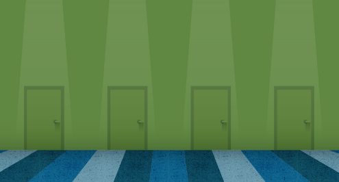 Illustration of four doors to represent the four ways a charitable mission statement can help you give with greater impact