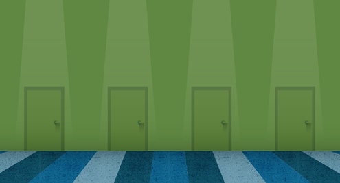 Illustration of four doors to represent the four ways a charitable mission statement can help you give with greater impact
