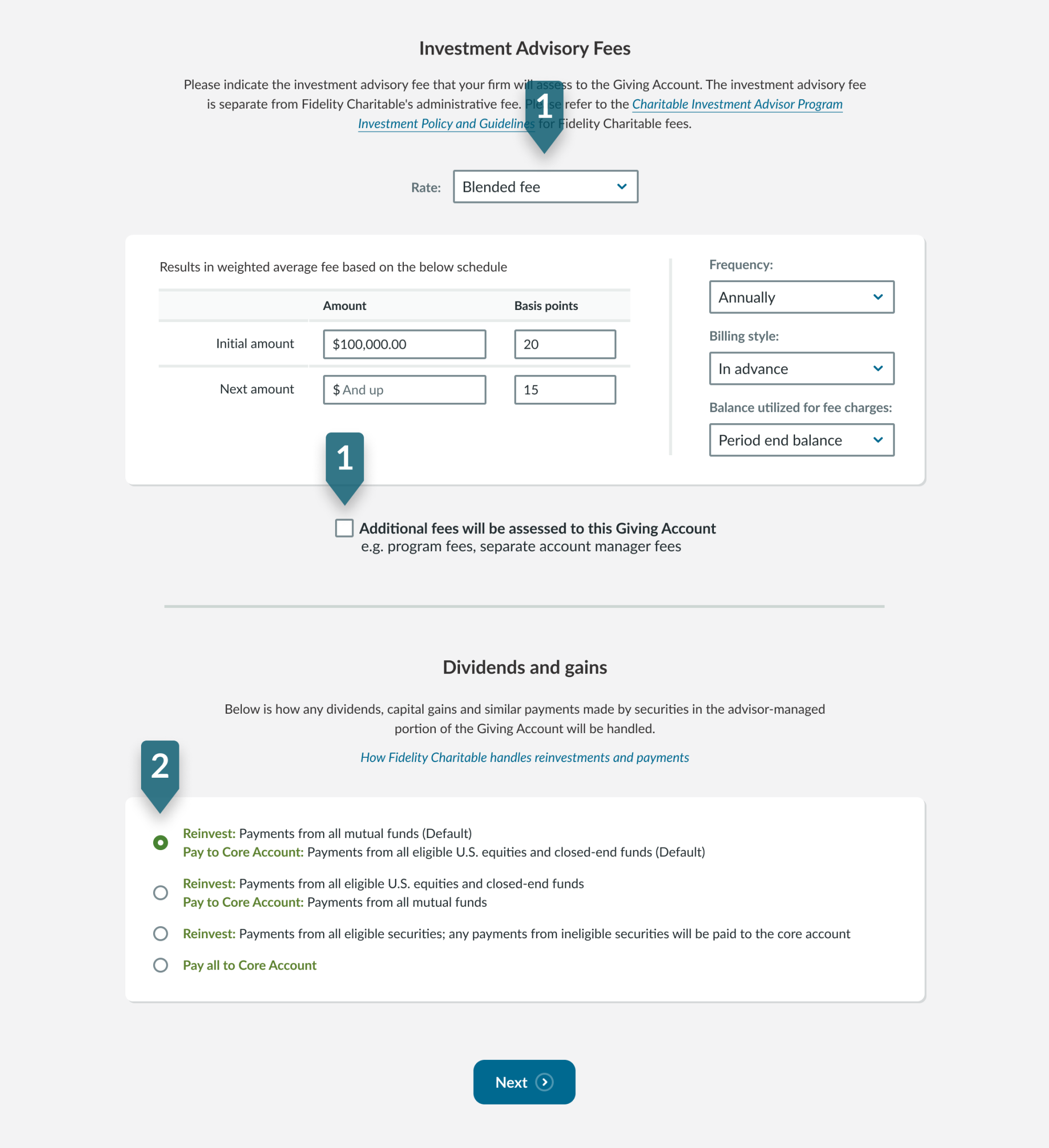 Giving Central Account opening step 4