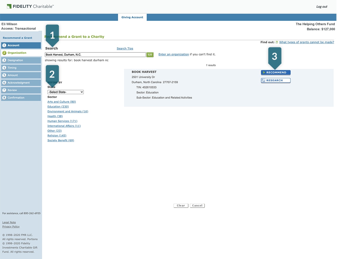 Giving Central Account opening step 2