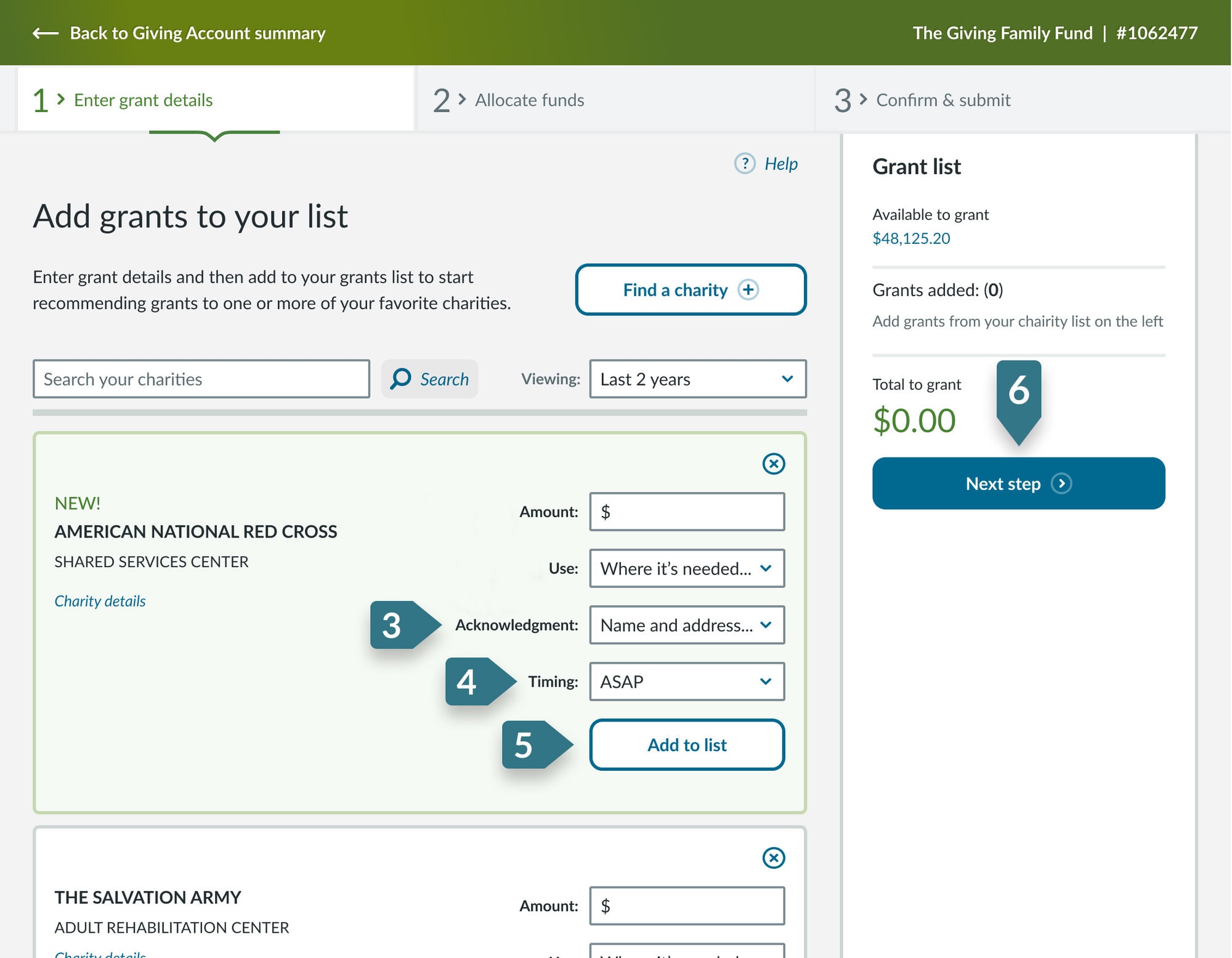 Giving Central Account opening step 5b